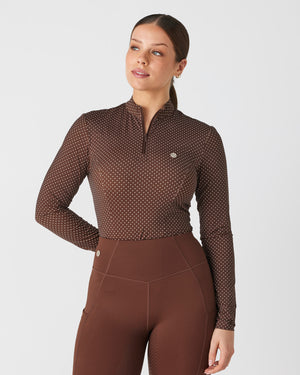 Transcend Training Top - Chocolate Mini Dot L/S