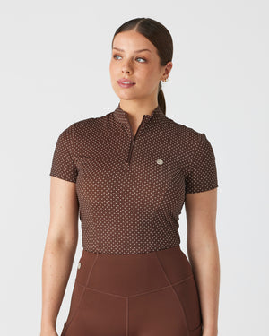 Transcend Training Top - Chocolate Mini Dot S/S