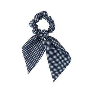 Navy Mini Check Scrunchie